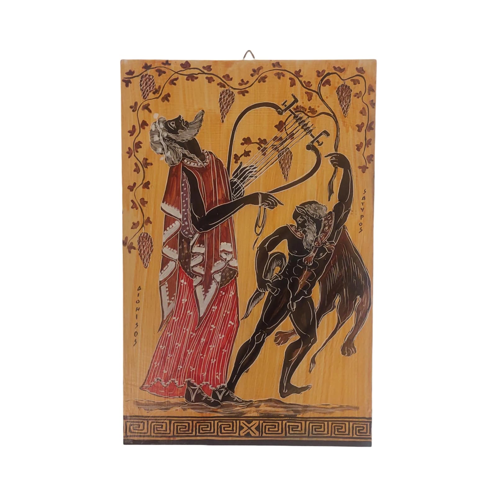 Dionysus And Satyr Greek Mythology Wall Art Ancient Red Figure Painting — Paintings from WoodMuse Art