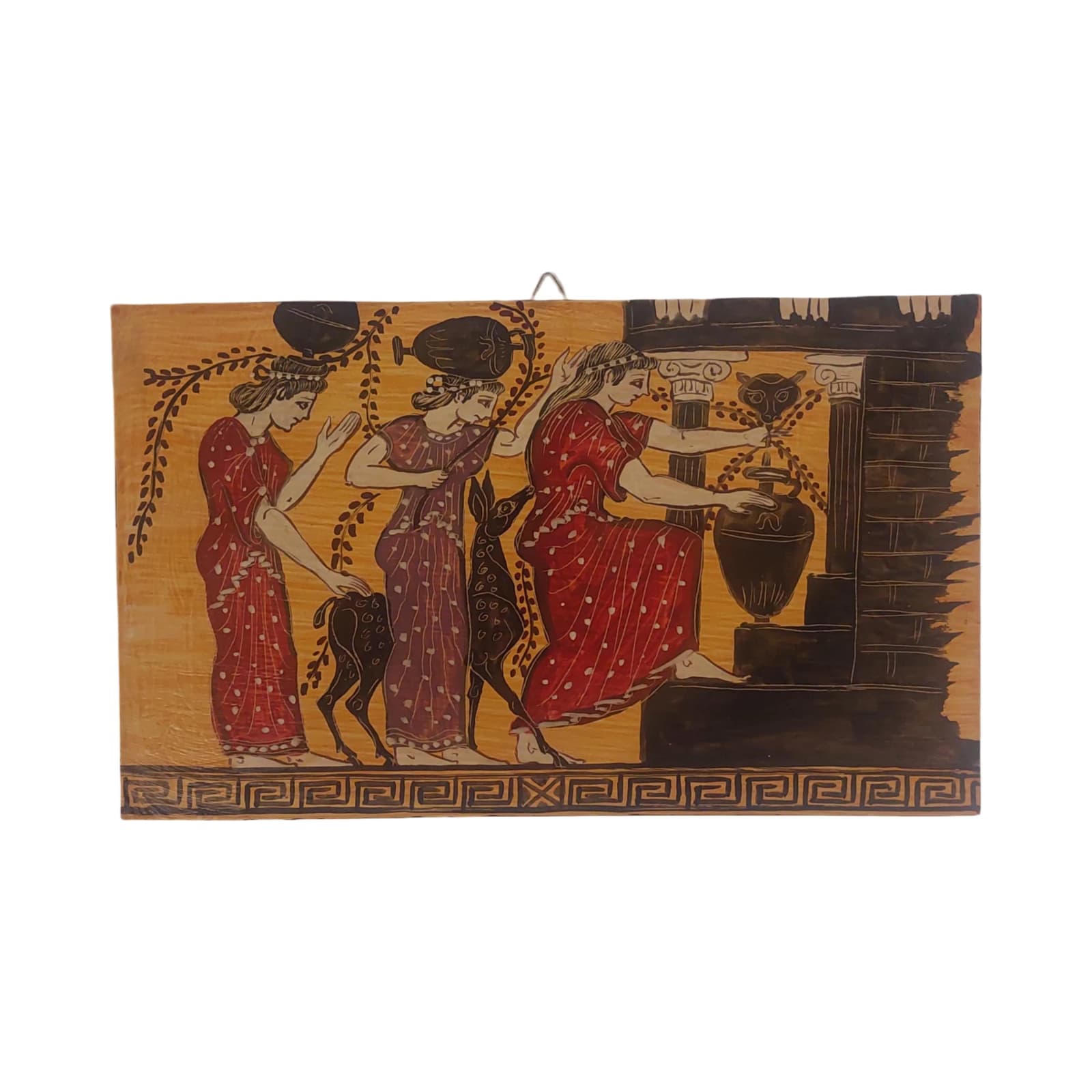 Ancient Greek Priestesses Wall Art Red Figure Ritual Scene Wooden Painting Panel — Paintings from WoodMuse Art