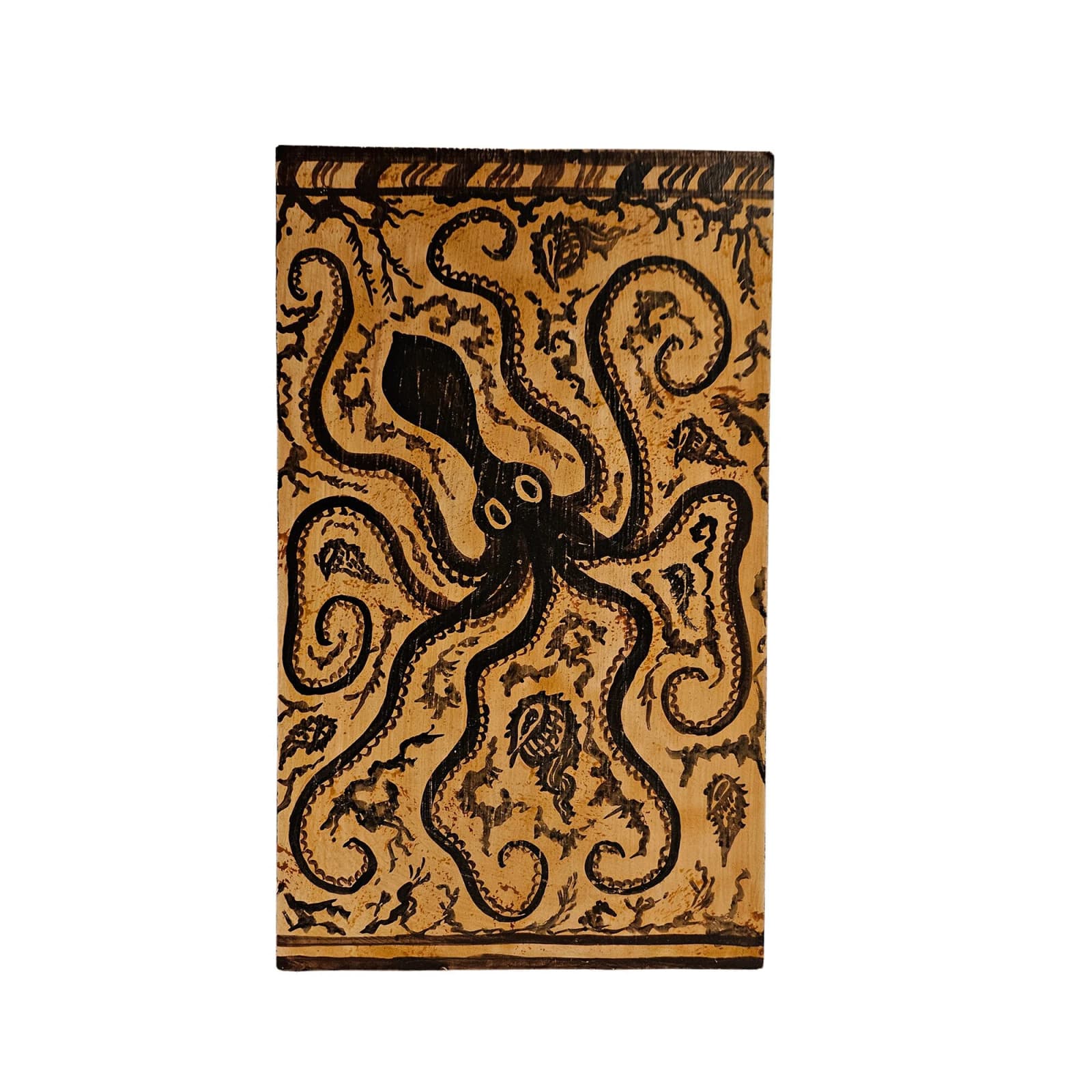 Octopus Minoan Period Painting on Wood Handmade Greek Mythology — Paintings from WoodMuse Art