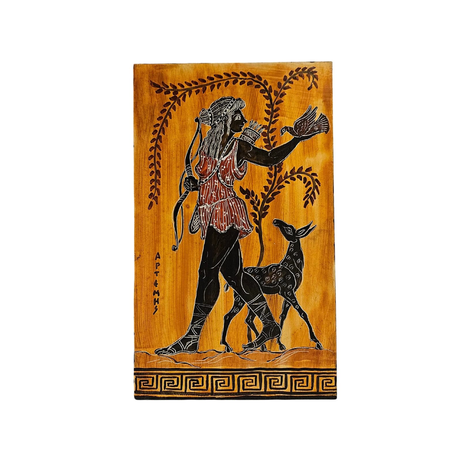 Artemis Diana Goddess Painting on Wood Handmade Ancient Greek Mythology — Paintings from WoodMuse Art