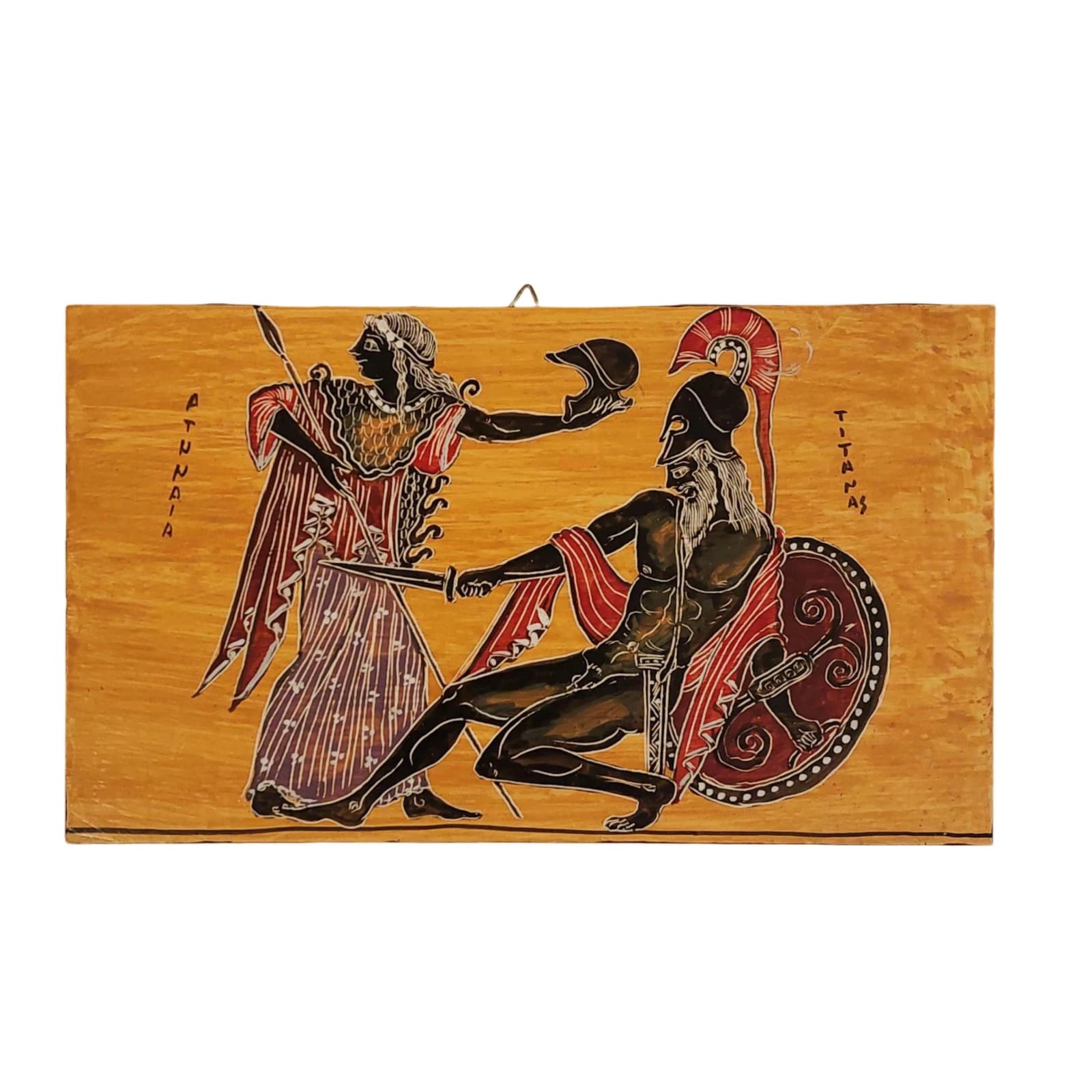 Athena And Titan Wall Art Ancient Greek Scene Painting On Wood Panel — Paintings from WoodMuse Art
