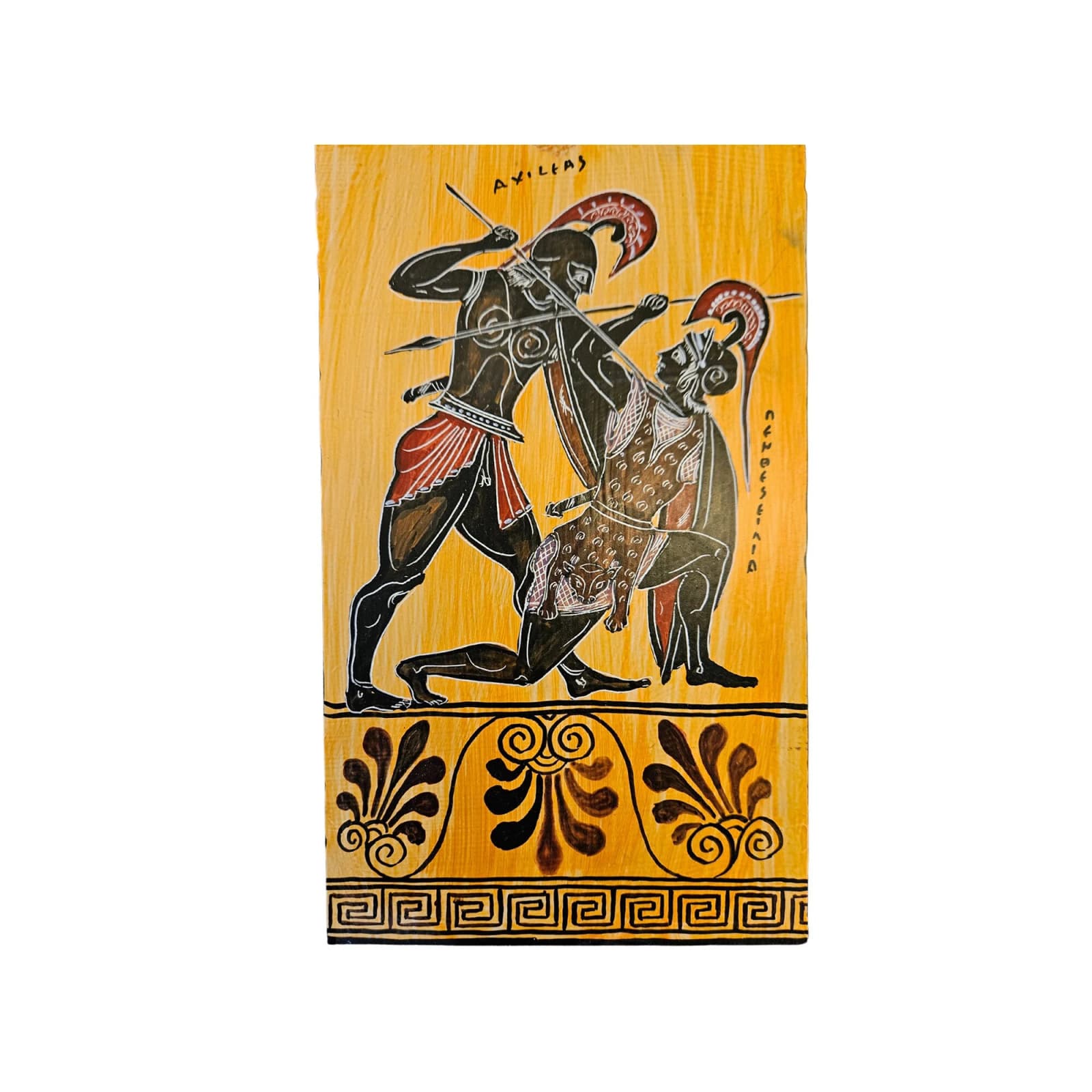 Achilles and Penthesilea Handmade Wall Wooden Painting Ancient Greek Mythology — Paintings from WoodMuse Art