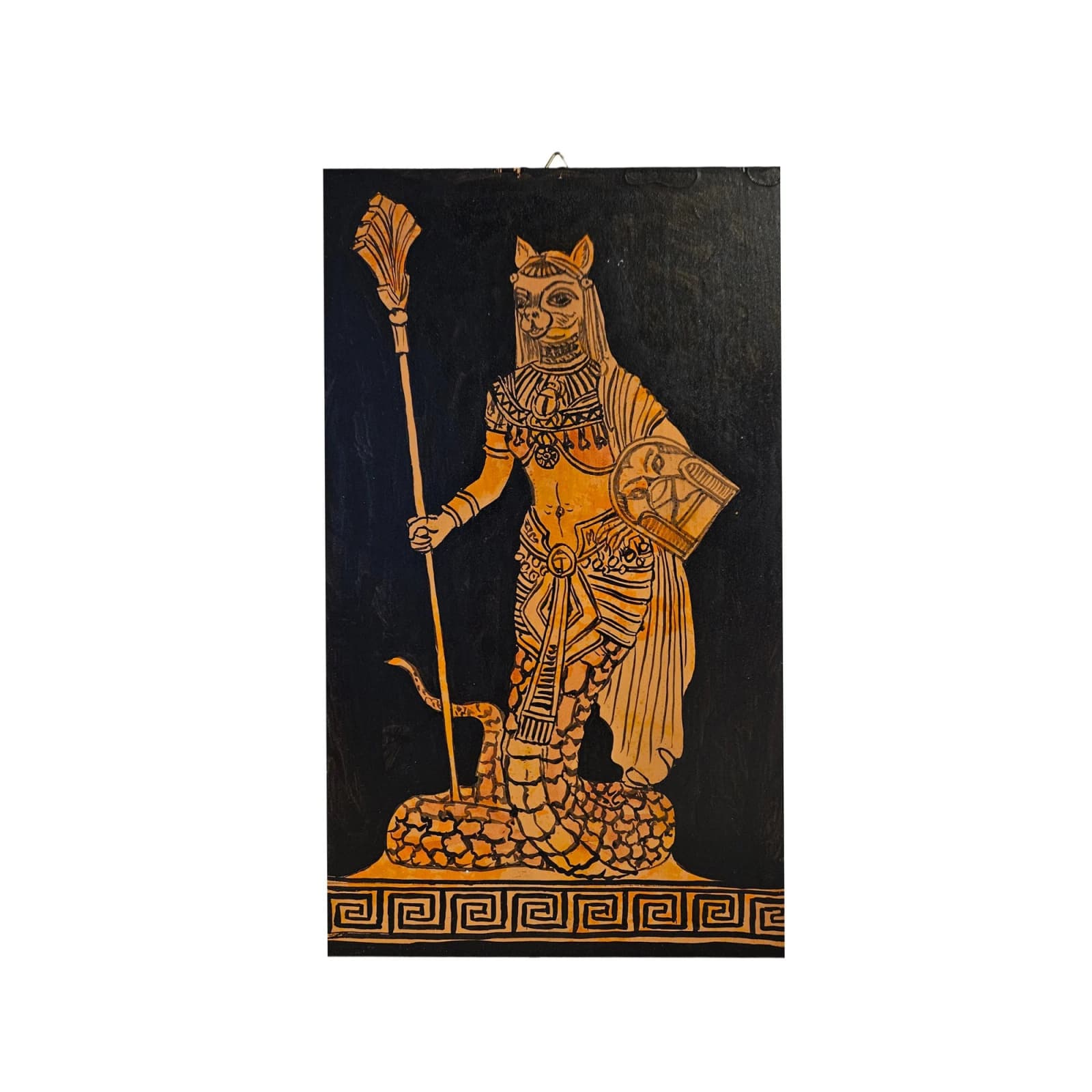 Bastet Goddess Painting on Wood Handmade Ancient Egypt Mythology — Paintings from WoodMuse Art