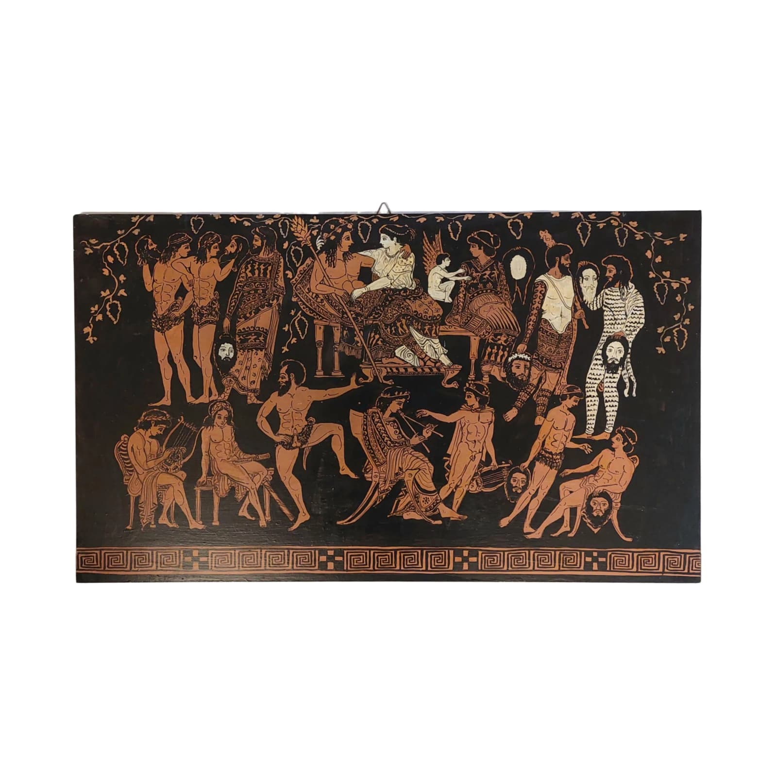 Greek Mythology Theater Scene Wall Panel Painting Red-Figure Style Wooden Artwork — Paintings from WoodMuse Art