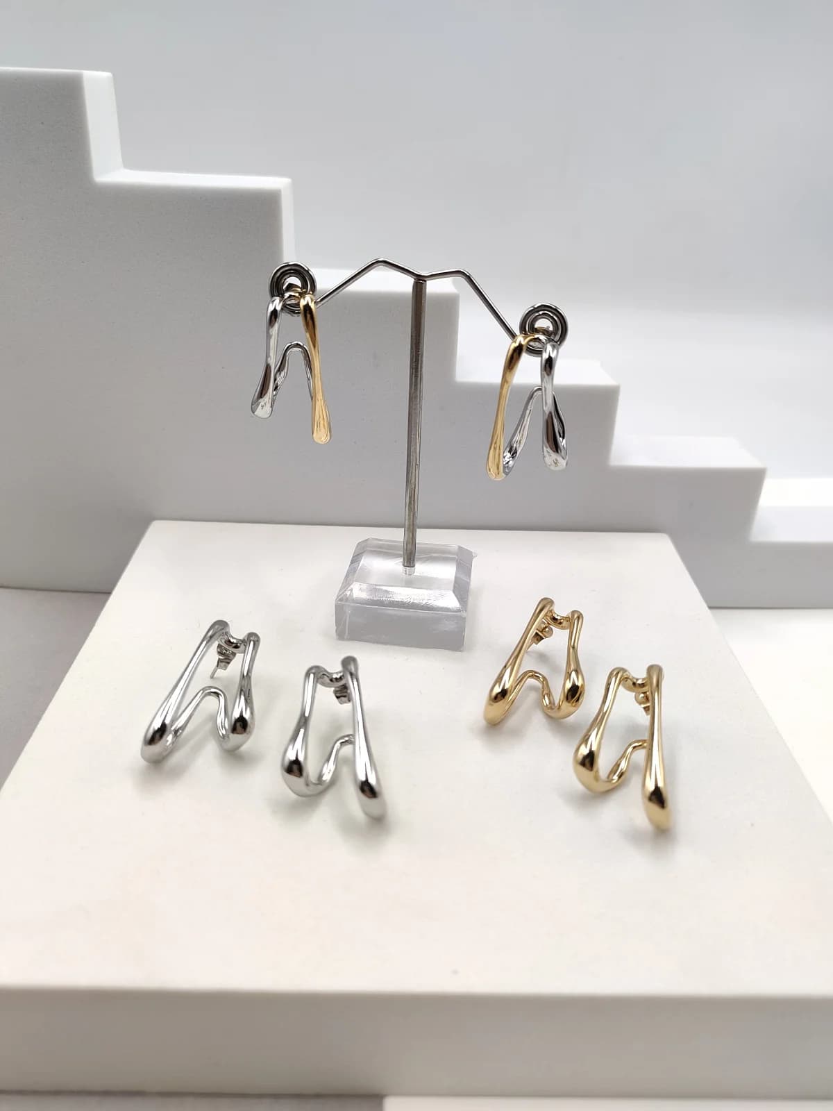 Stainless Steel Double Earrings by Magis Handmade Jewels