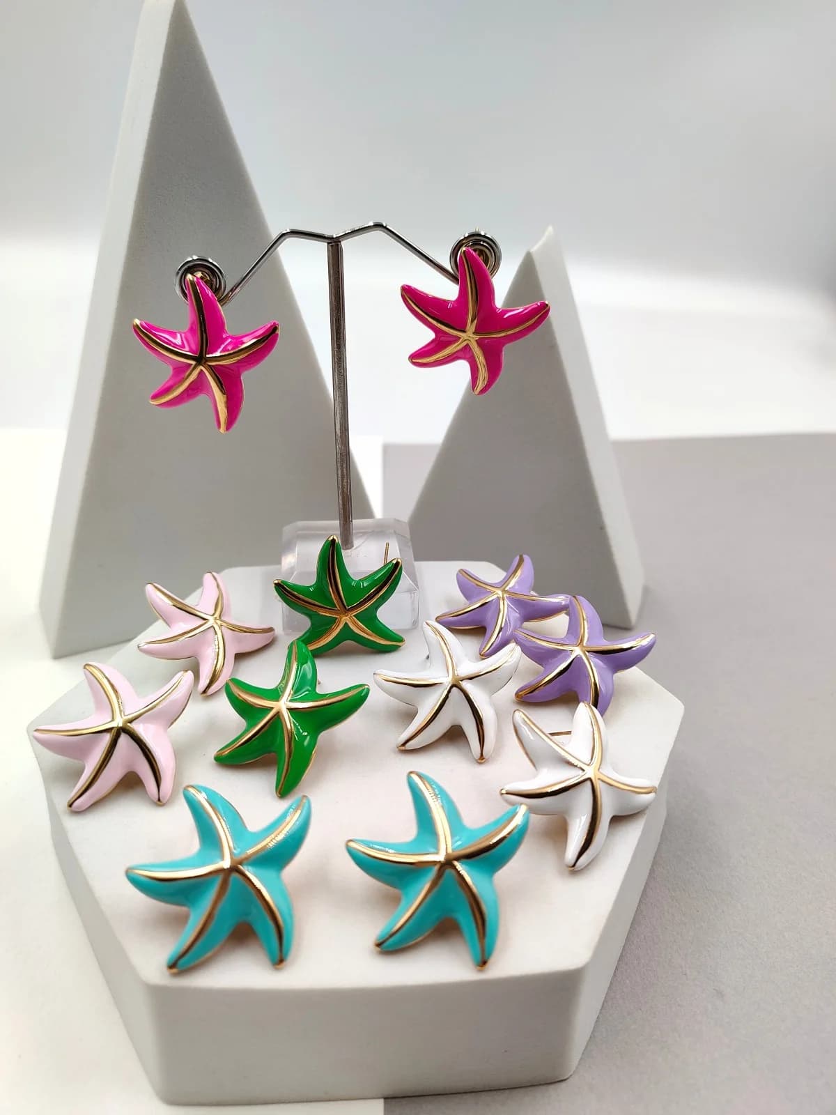 Stainless Steel Starfish Earrings with Enamel by Magis Handmade Jewels