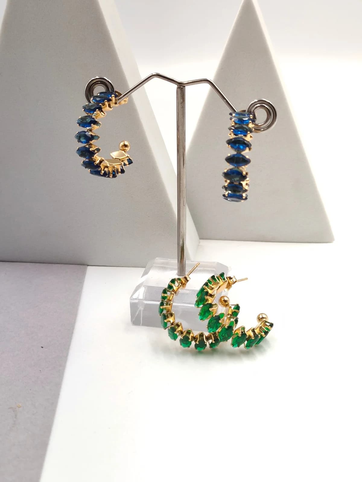 Stainless Steel Hoop Earrings with Zircon by Magis Handmade Jewels