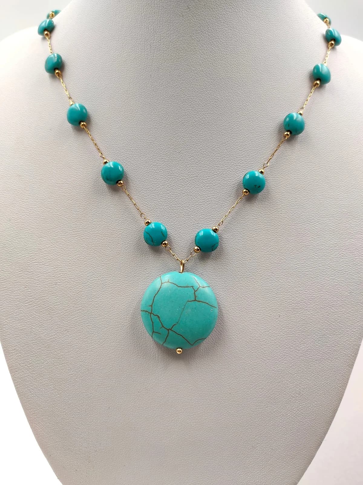Stainless Steel Rosary Necklace with Howlite by Magis Handmade Jewels