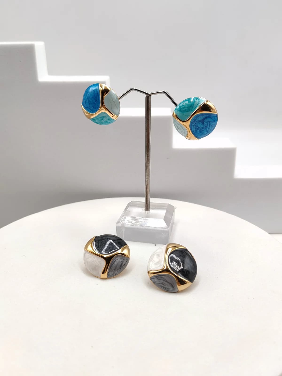 Stainless Steel Earrings with Enamel by Magis Handmade Jewels