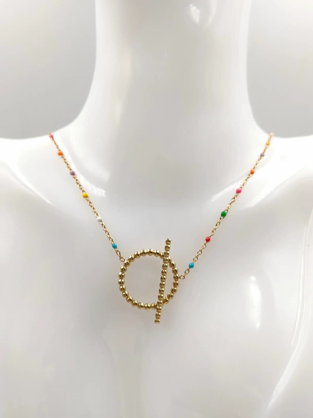 Stainless Steel Necklace with Enamel Beads by Magis Handmade Jewels