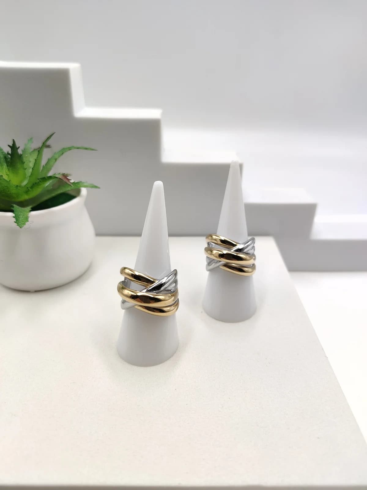 Stainless Steel Multi-Strand Two-Tone Ring by Magis Handmade Jewels