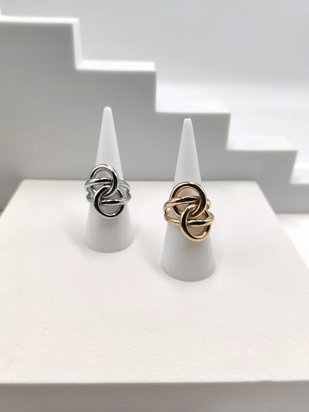 Stainless Steel Double Ring with Circles by Magis Handmade Jewels