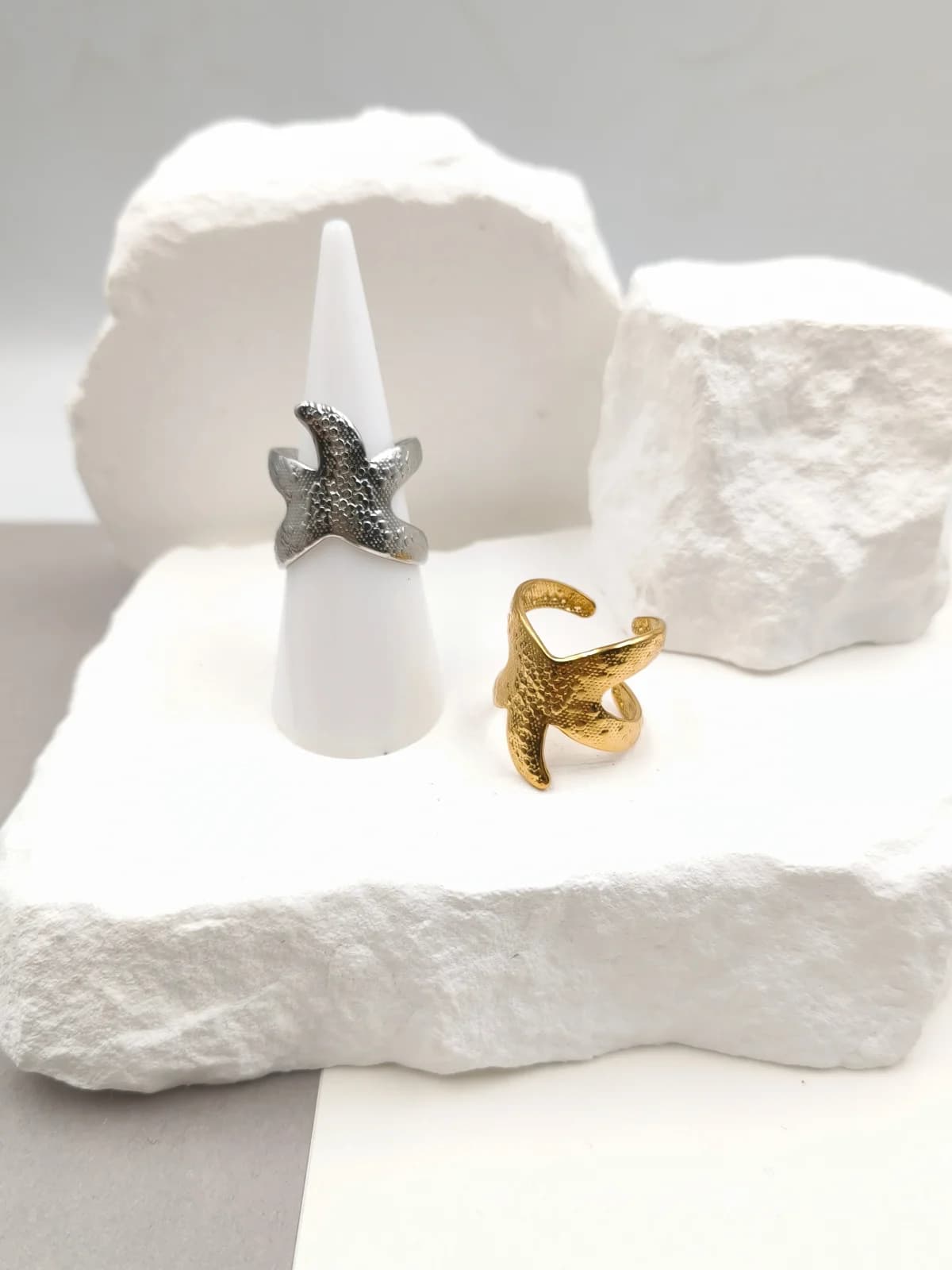 Stainless Steel Embossed Starfish Ring by Magis Handmade Jewels