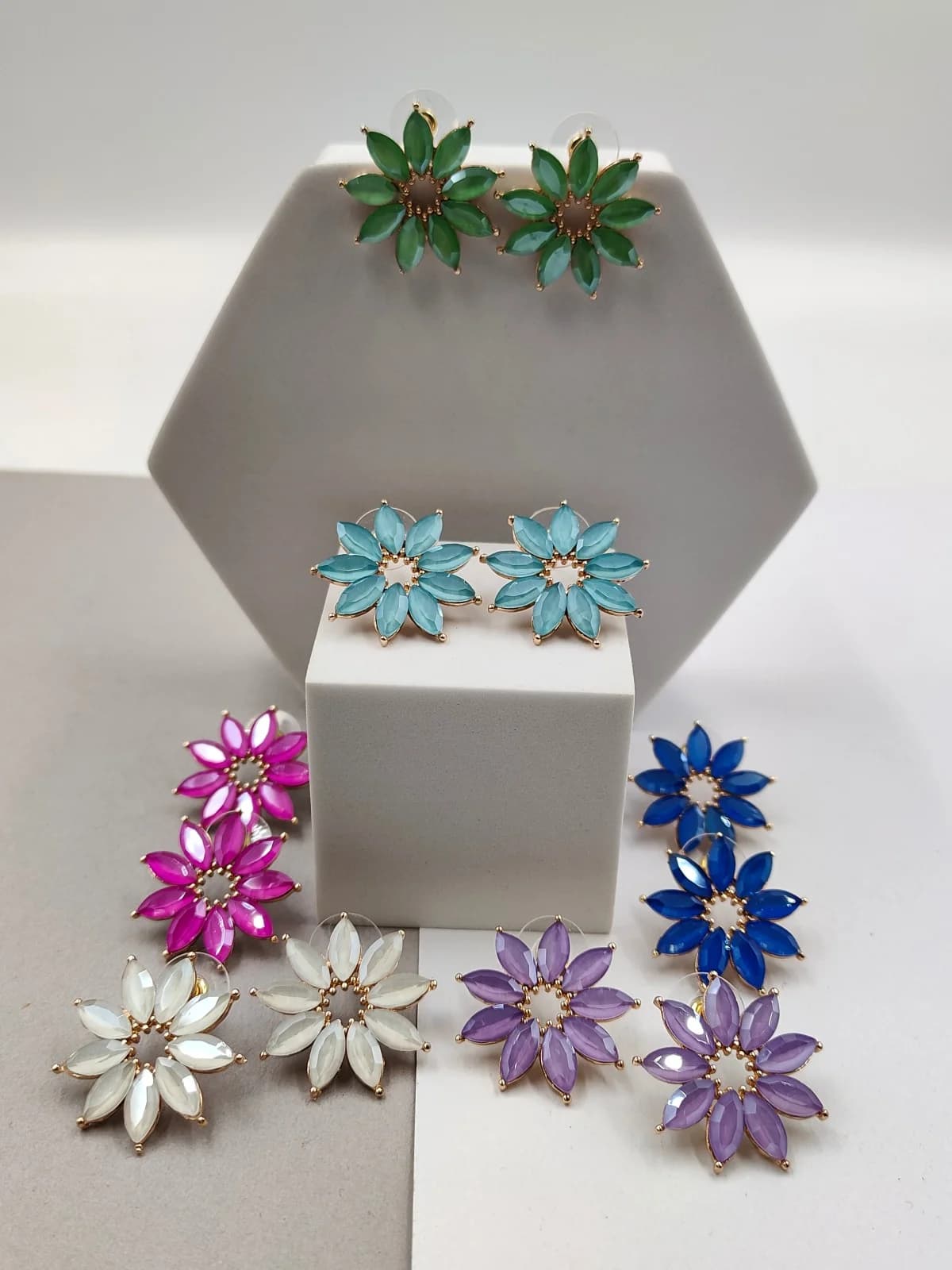 Flower Earrings with Crystals by Magis Handmade Jewels