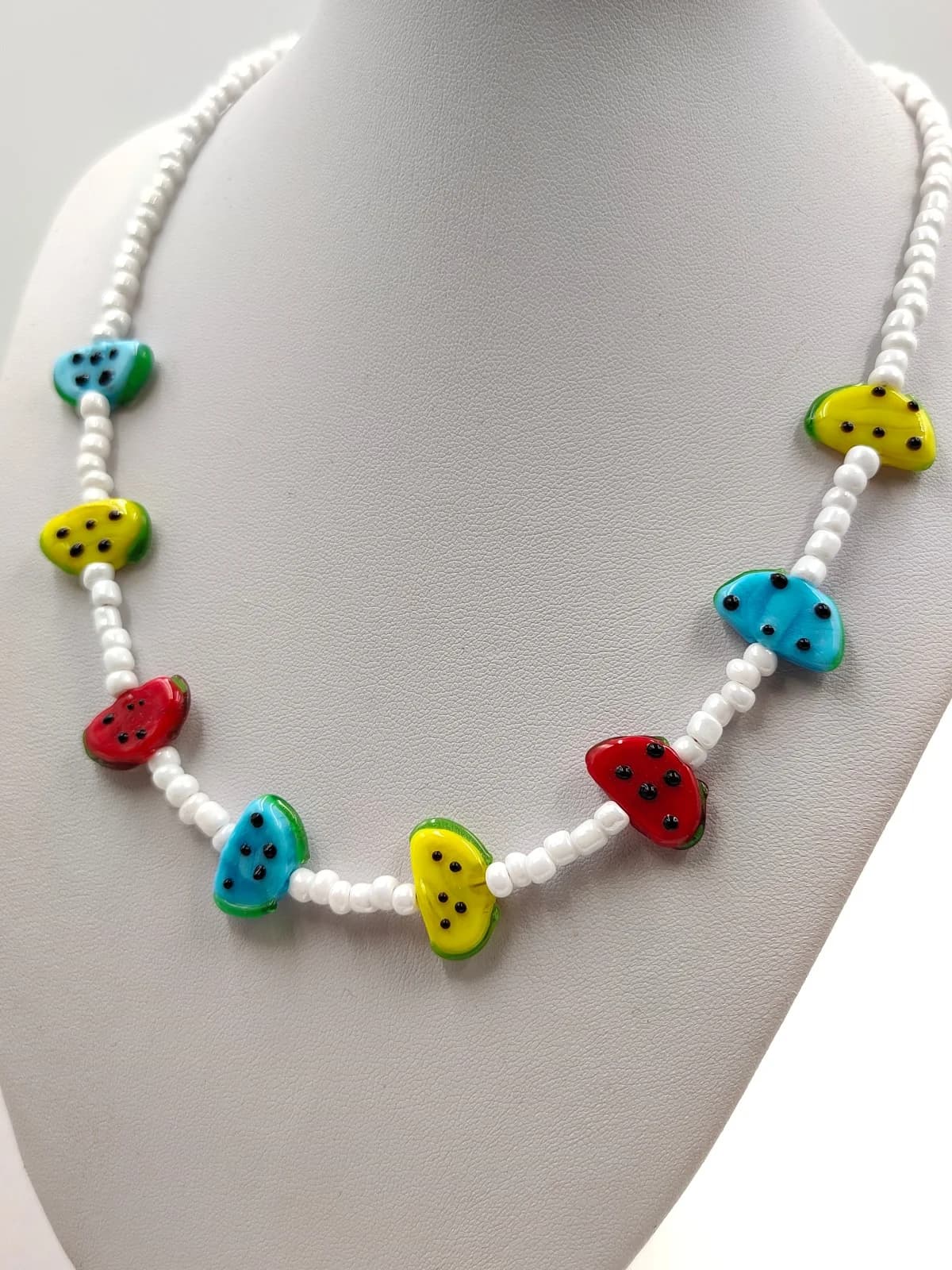 Necklace with Glass Beads and Murano-Glass Watermelon by Magis Handmade Jewels