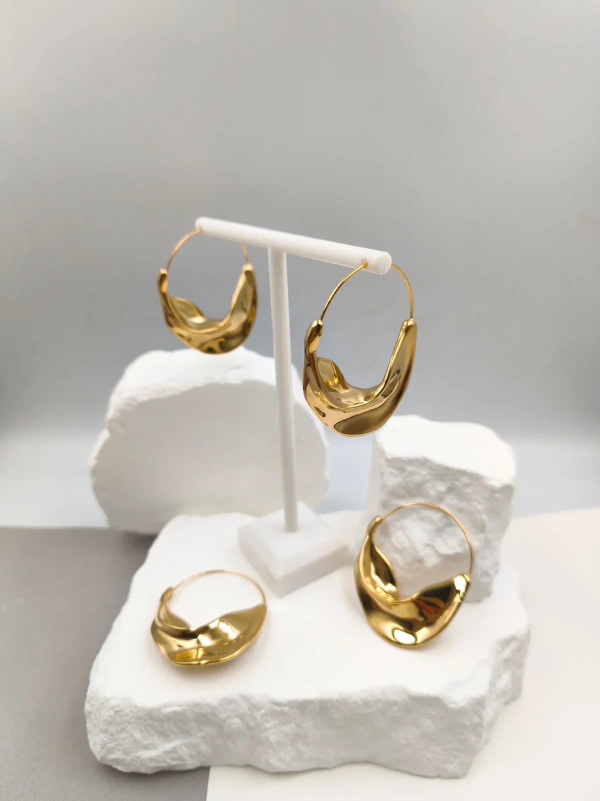 Stainless Steel Earrings with Embossed Surface by Magis Handmade Jewels