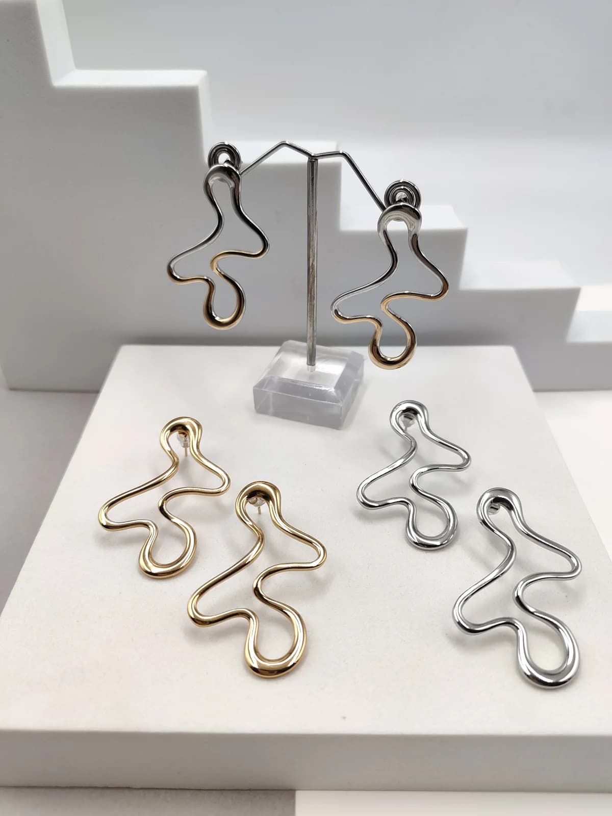 Stainless Steel Earrings with Irregular Shape by Magis Handmade Jewels