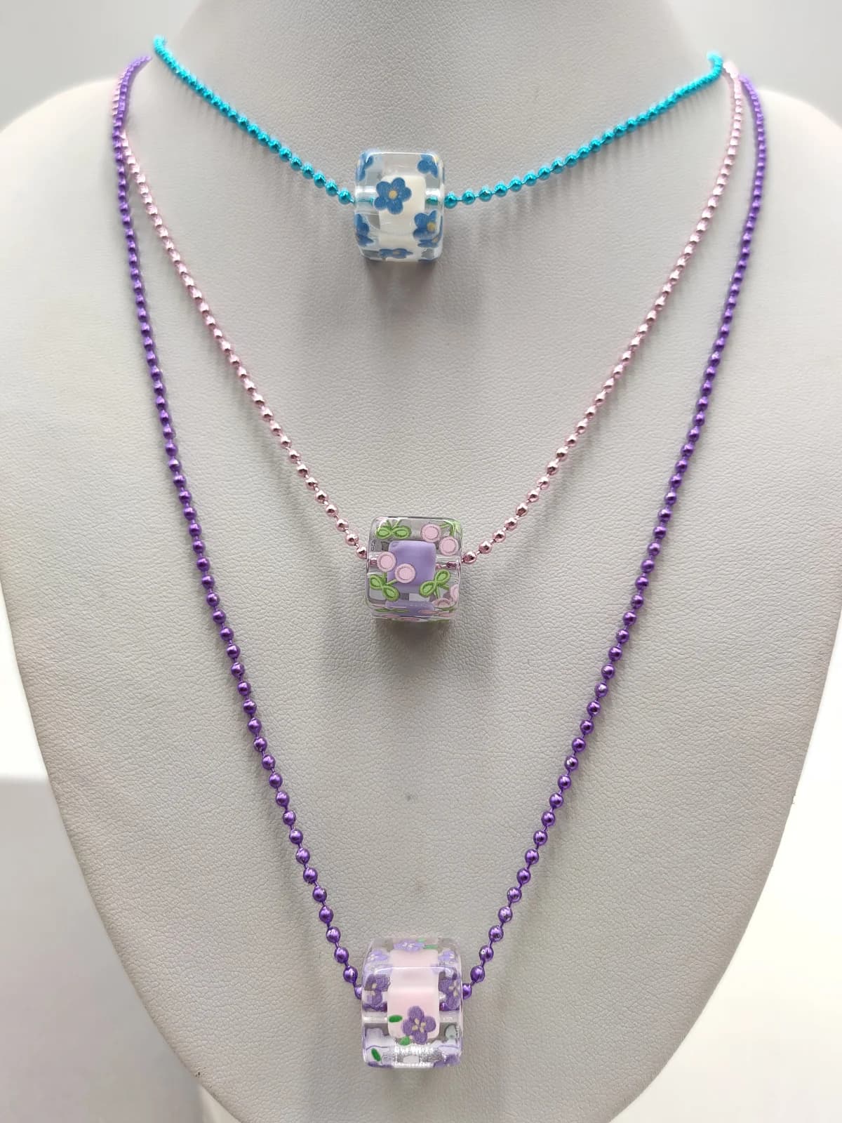Necklace with Acrylic Cube and Designs by Magis Handmade Jewels