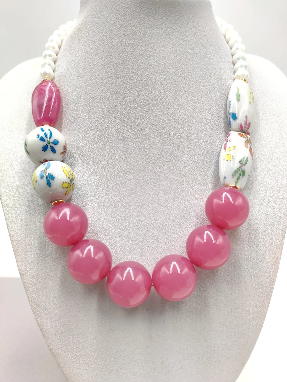 Necklace with Acrylic Beads and Crystals by Magis Handmade Jewels
