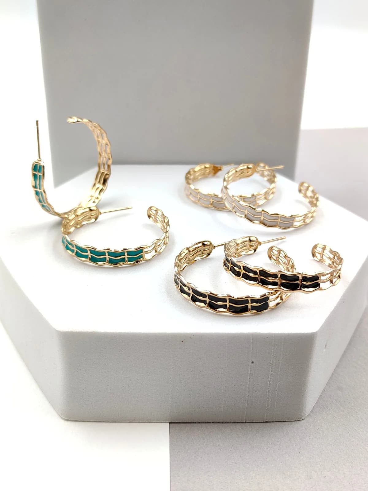 Stainless Steel Hoop Earrings with Enamel by Magis Handmade Jewels