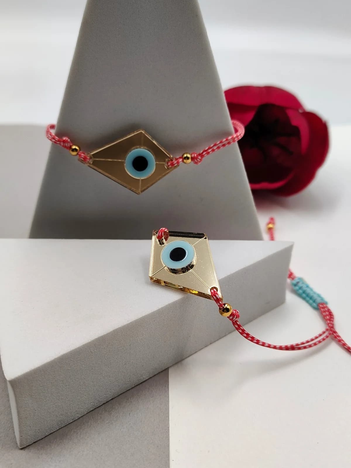 Traditional March Bracelet with Acrylic Kite and Evil Eye by Magis Handmade Jewels