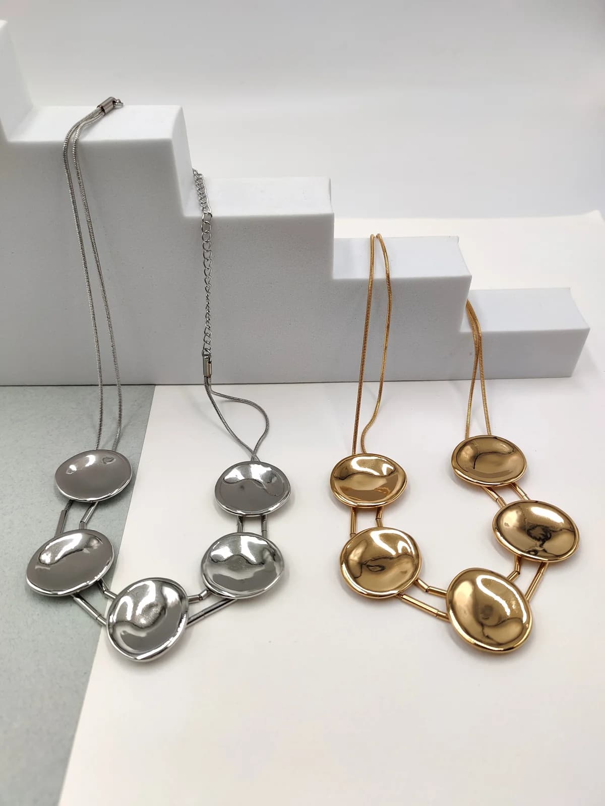 Stainless Steel Choker Necklace with Oval Motif by Magis Handmade Jewels