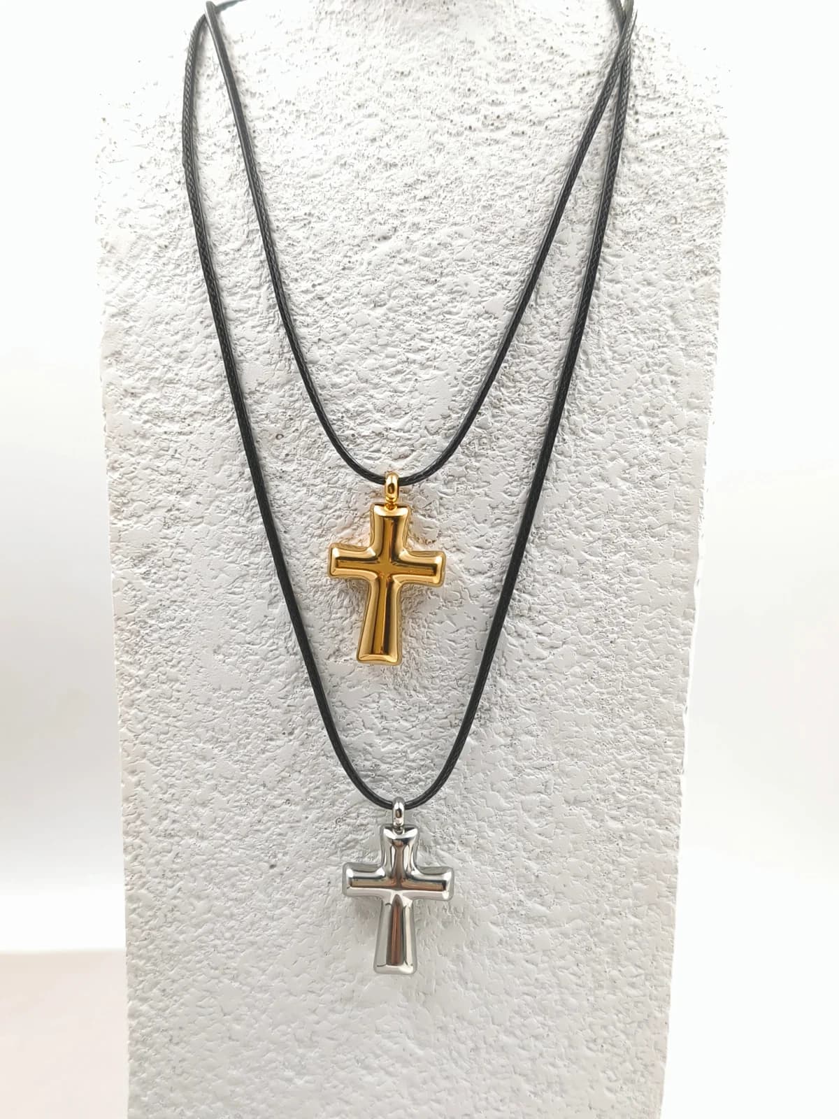Necklace with Cord and Stainless Steel Cross by Magis Handmade Jewels