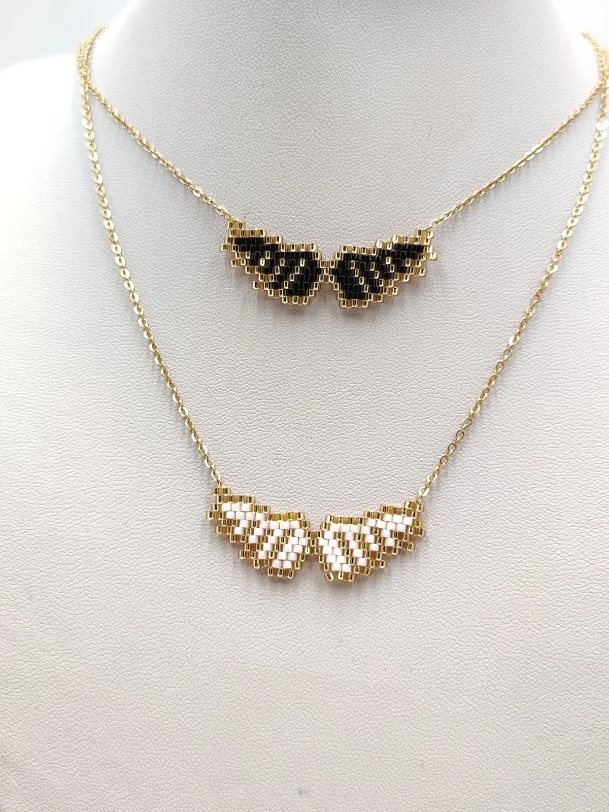 Stainless Steel Necklace with Miyuki Beads and Feather Design by Magis Handmade Jewels
