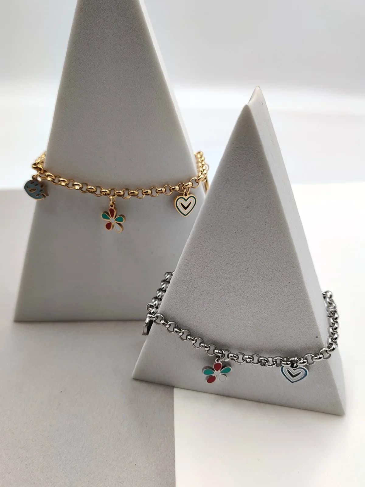 Stainless Steel Bracelet with Drop Details and Enamel by Magis Handmade Jewels