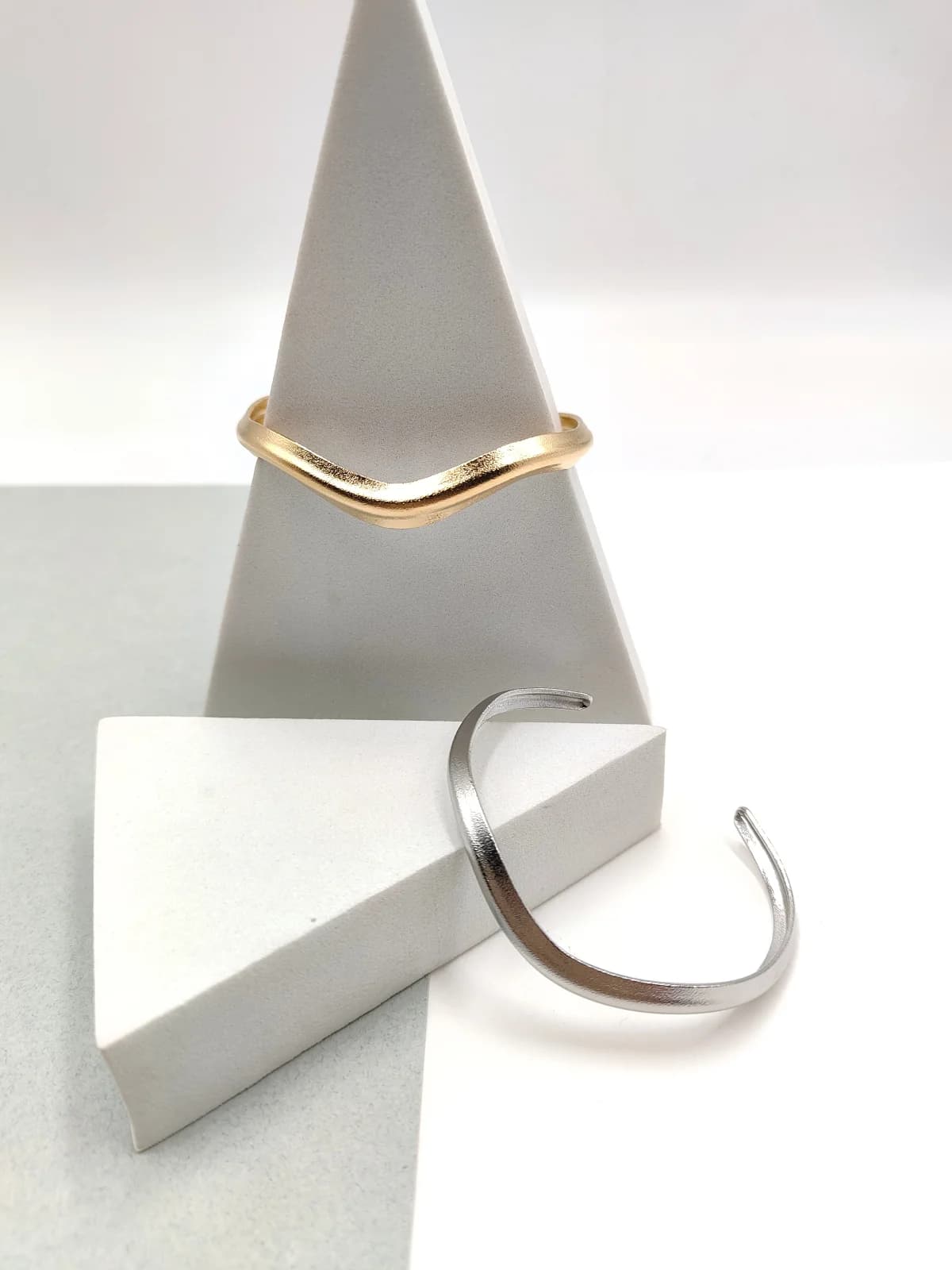 Stainless Steel Wavy Bracelet with Matte Satin-Finish Surface by Magis Handmade Jewels