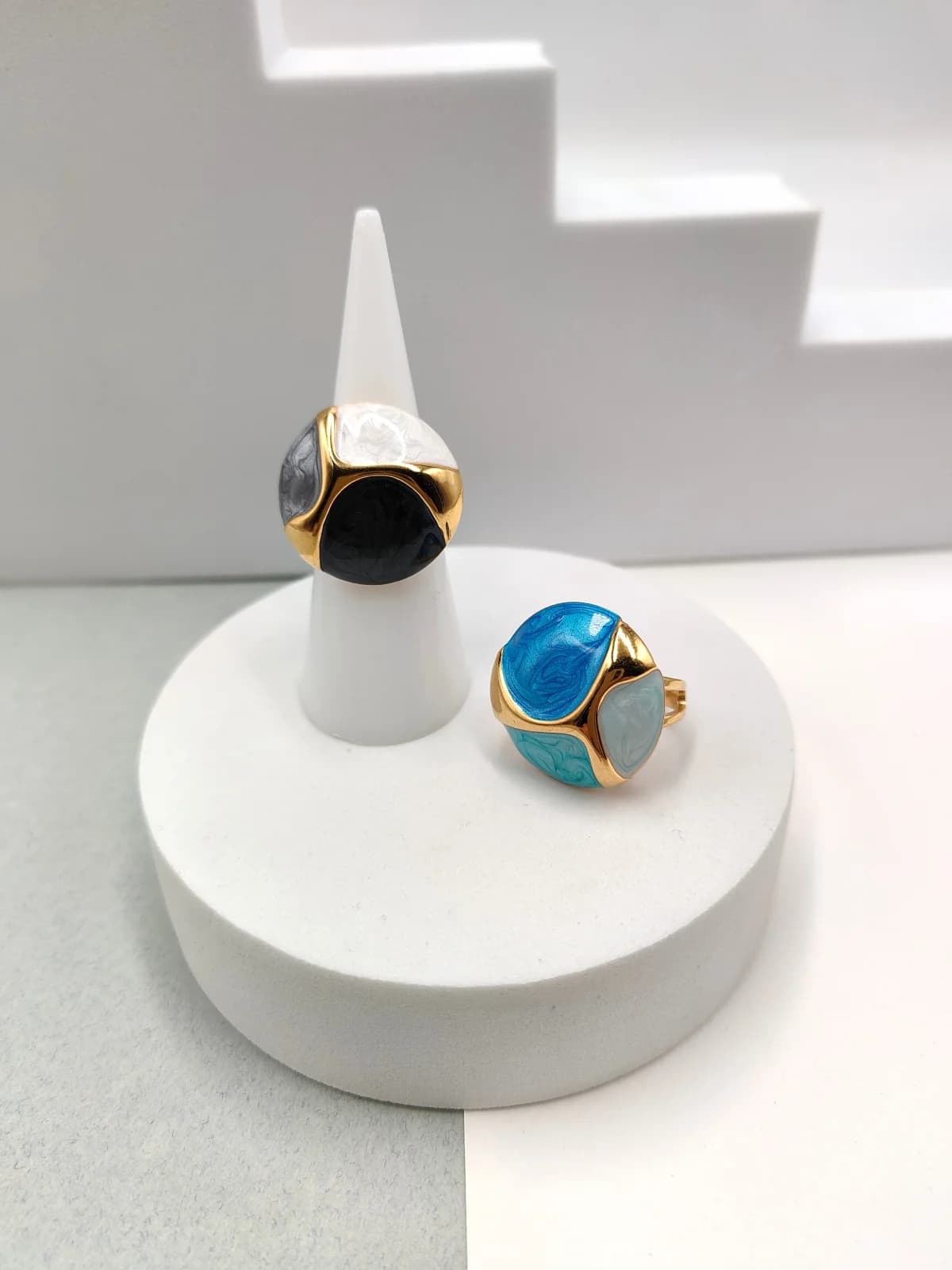 Stainless Steel Ring with Enamel by Magis Handmade Jewels