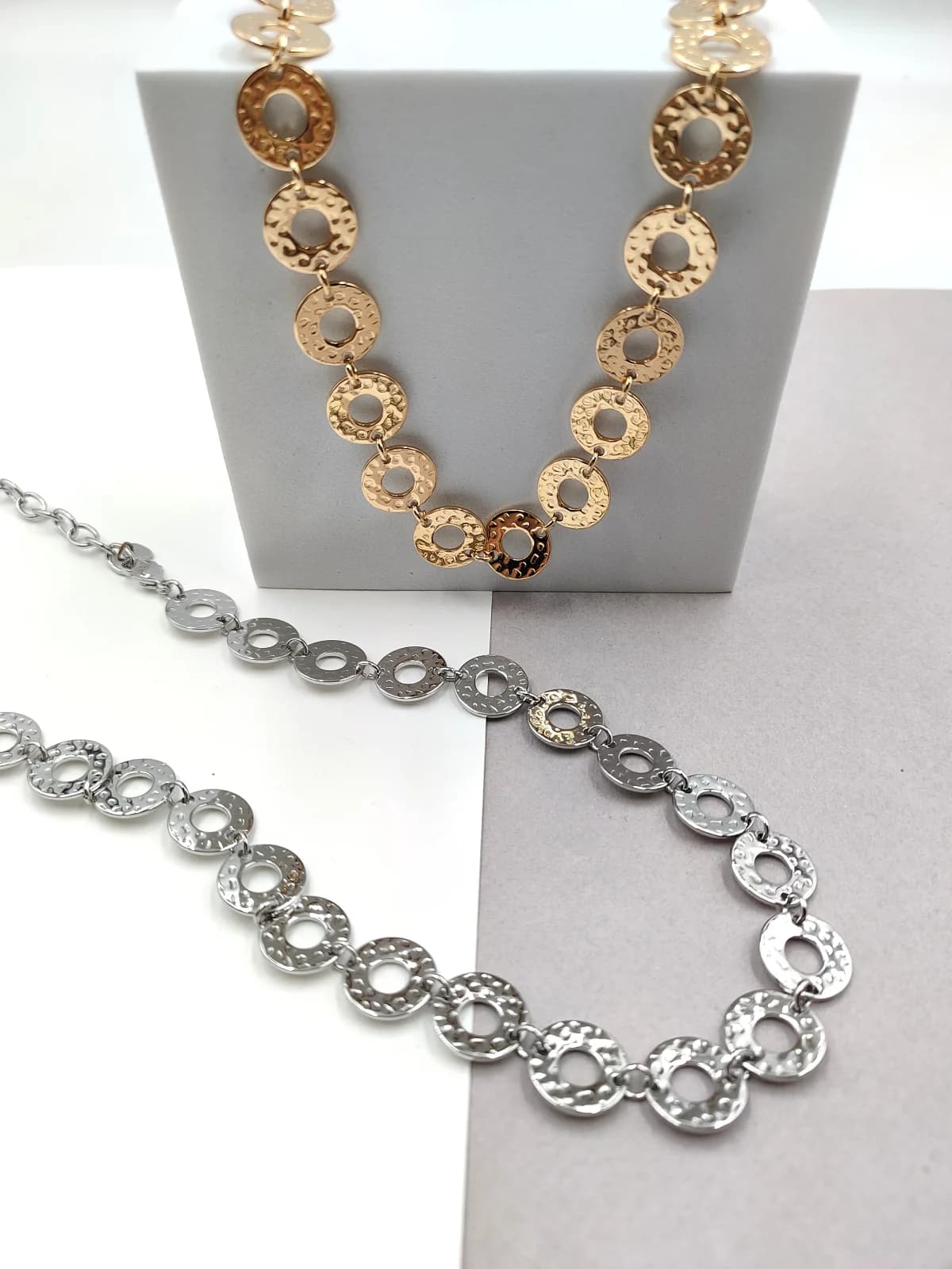 Stainless Steel Hammered Necklace by Magis Handmade Jewels