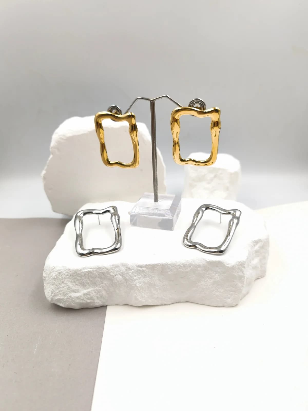 Stainless Steel Rectangular Earrings by Magis Handmade Jewels