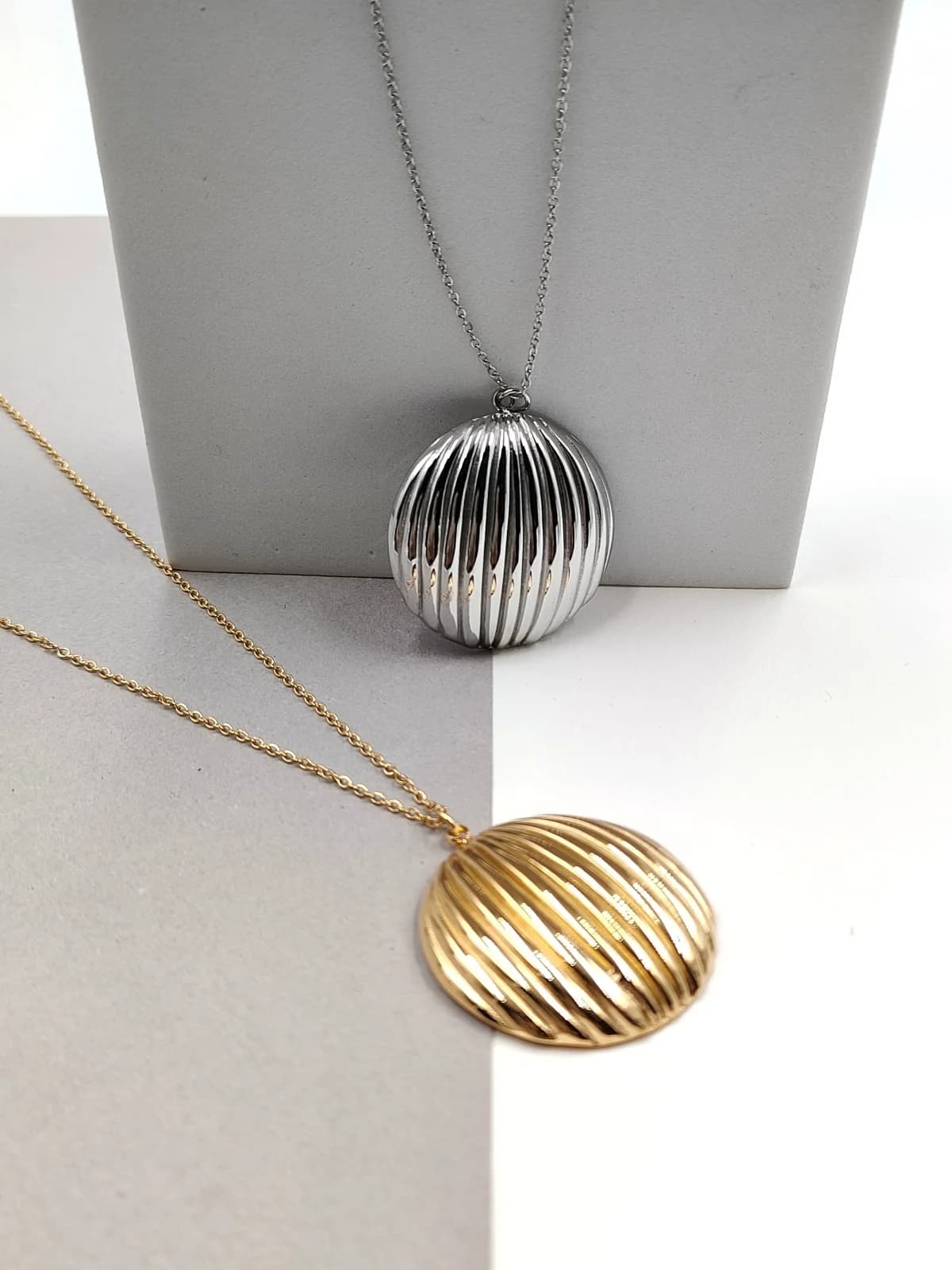 Stainless Steel Necklace with Embossed Circle by Magis Handmade Jewels