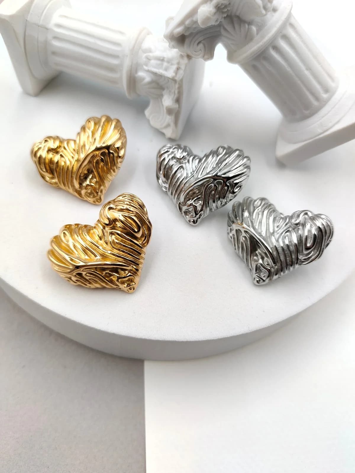 Stainless Steel Heart Earrings by Magis Handmade Jewels