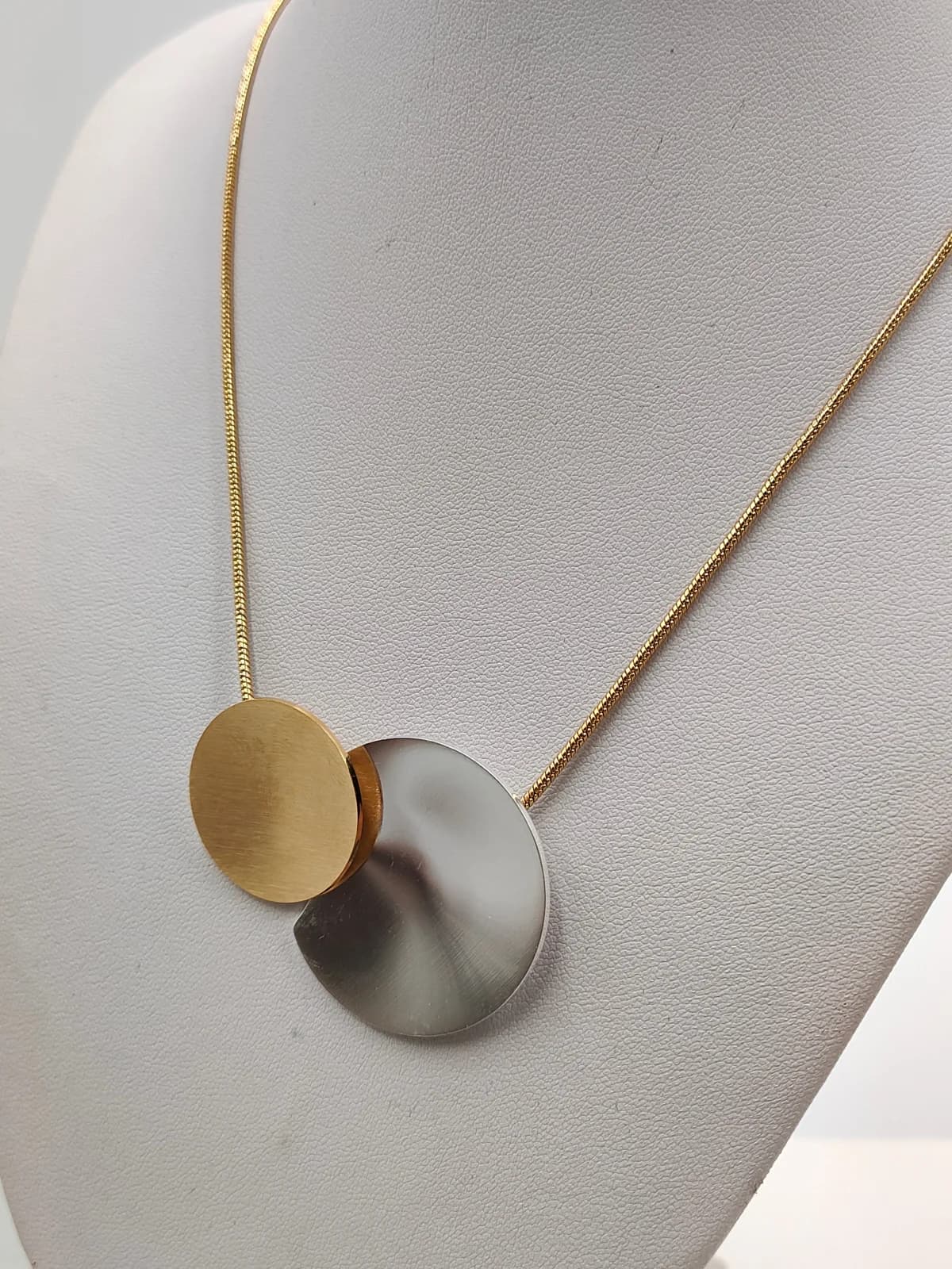 Stainless Steel Necklace with Two-Tone Circles by Magis Handmade Jewels
