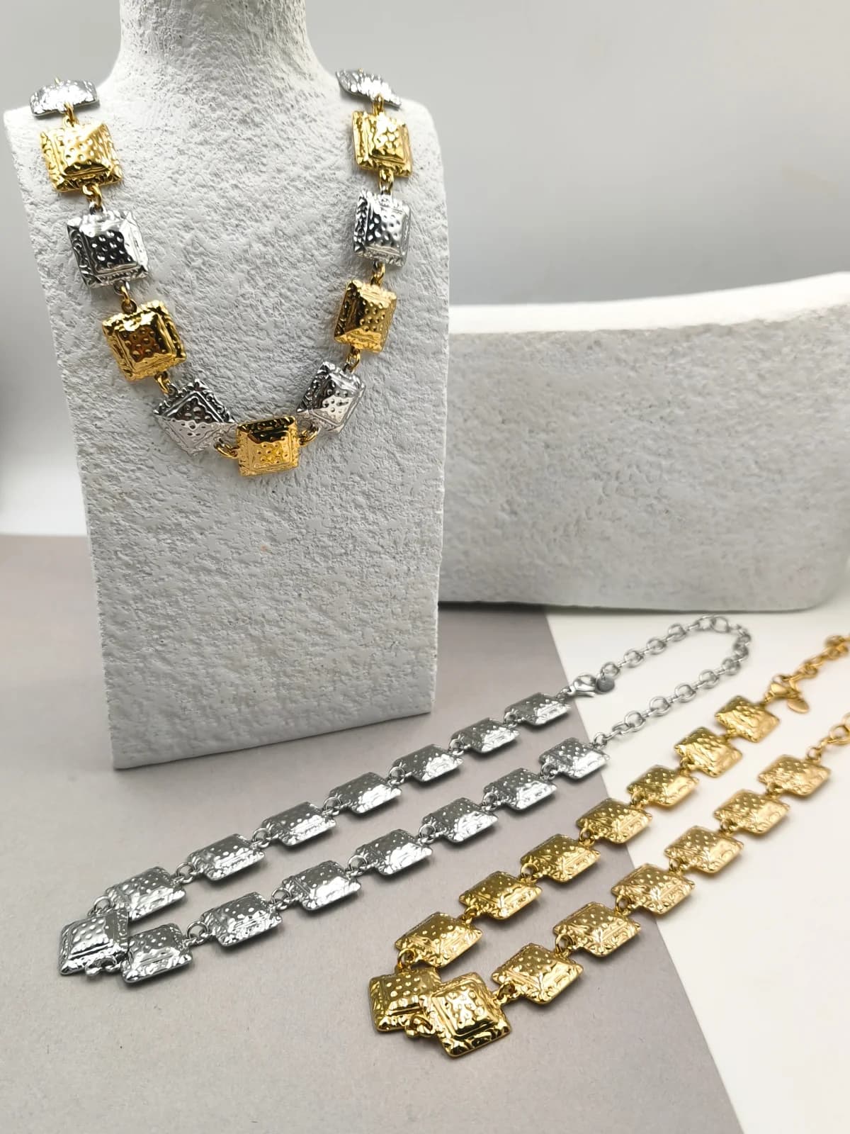 Stainless Steel Necklace with Squares by Magis Handmade Jewels
