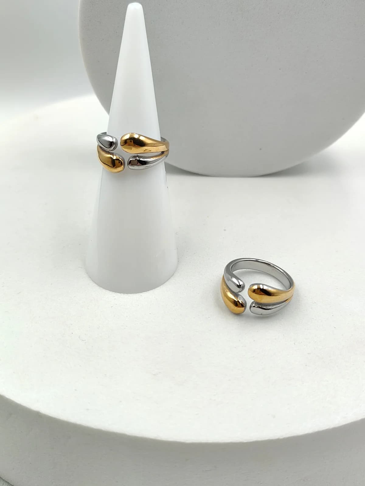 Stainless Steel Double Two-Tone Signet Ring by Magis Handmade Jewels