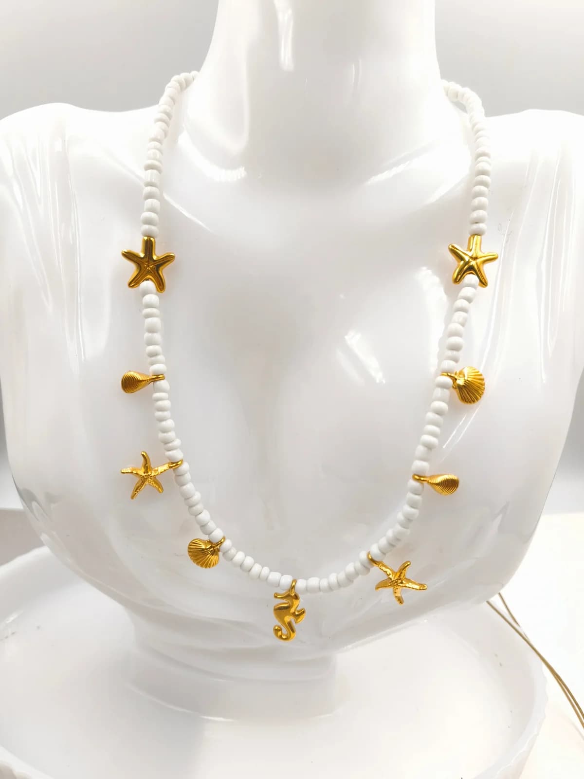 Necklace with Glass Beads and Gold-Plated Details by Magis Handmade Jewels