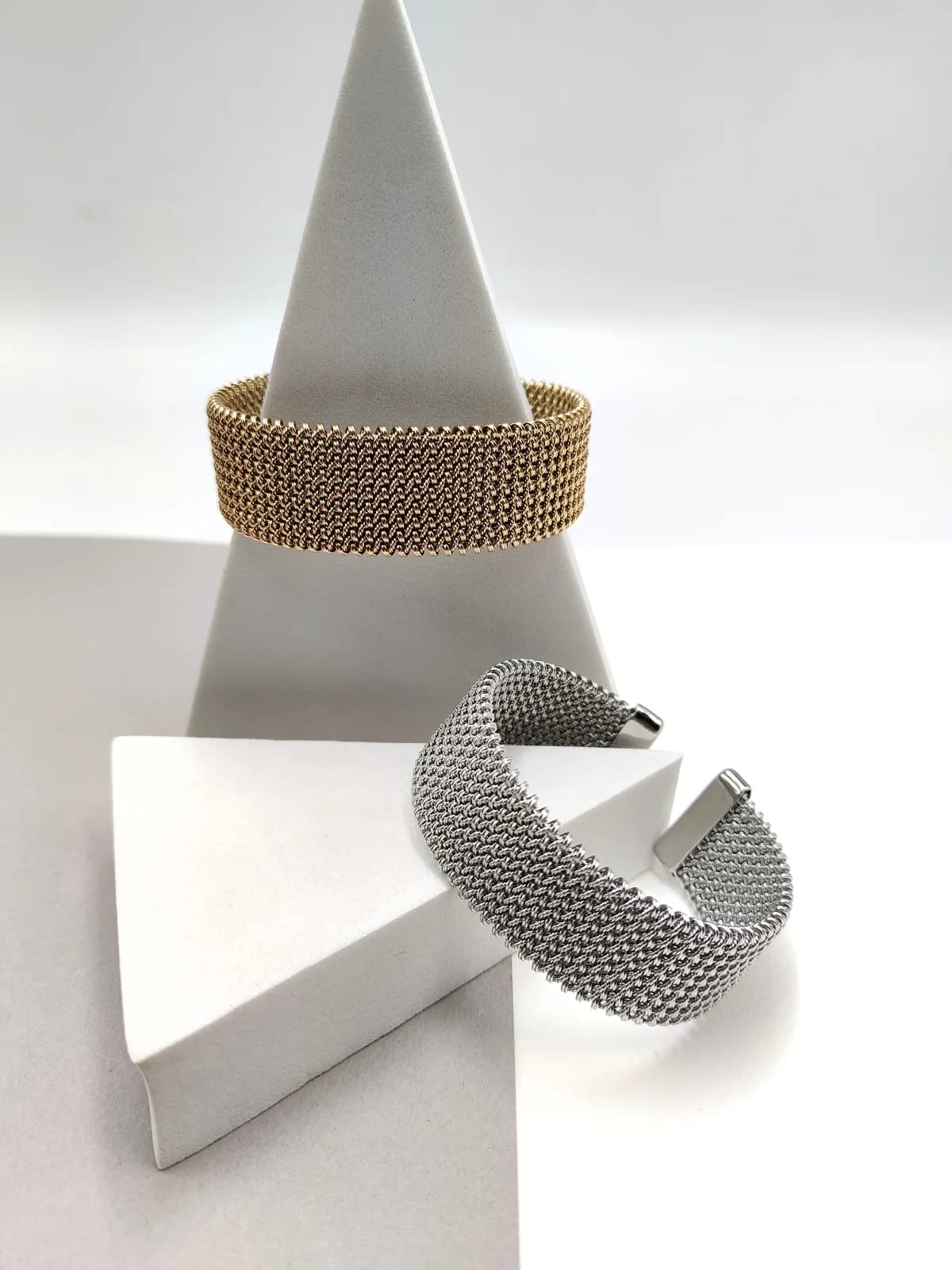Stainless Steel Bracelet with Woven Face by Magis Handmade Jewels