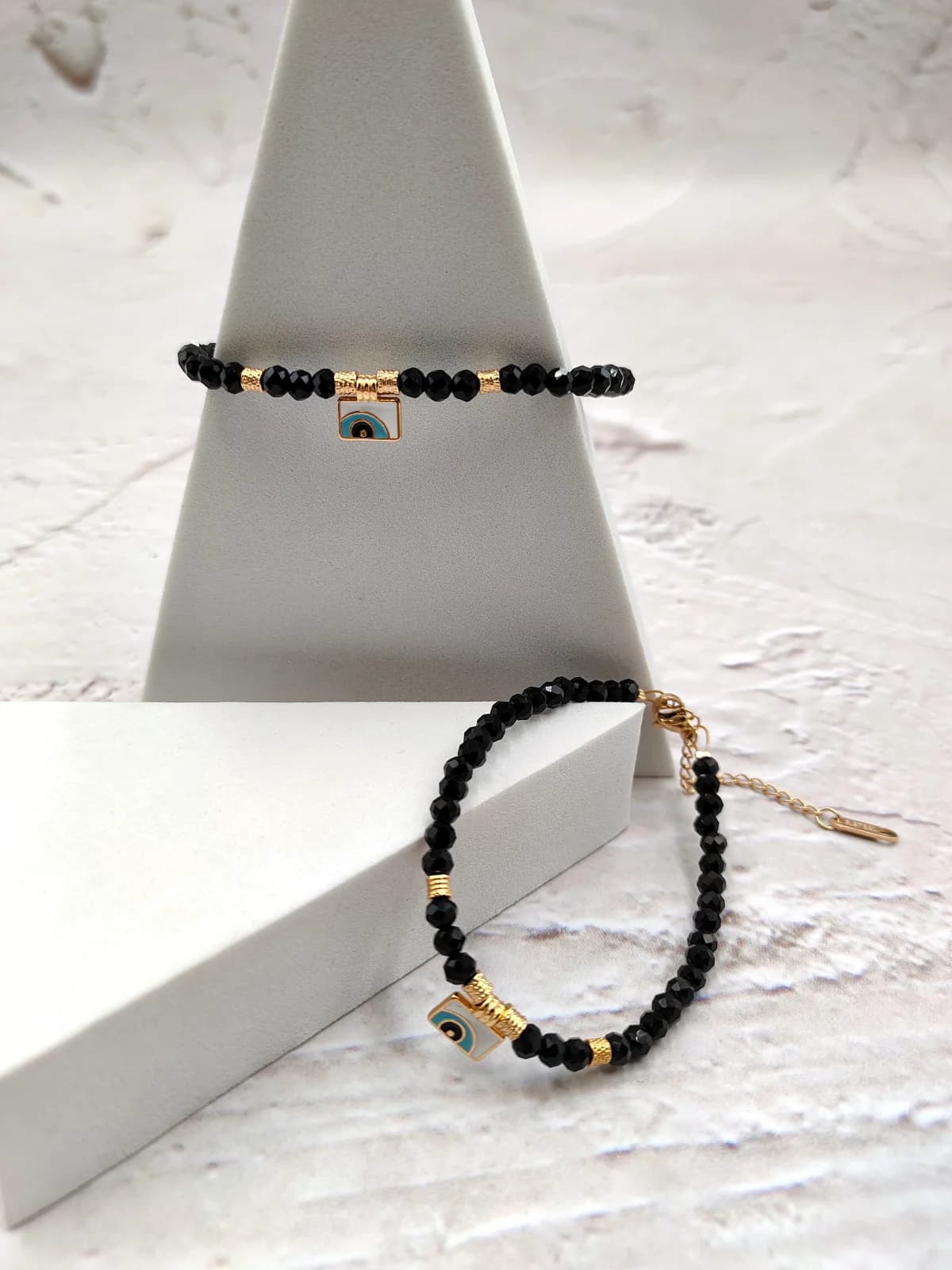Bracelet with Crystals and Gold-Plated Evil Eye by Magis Handmade Jewels