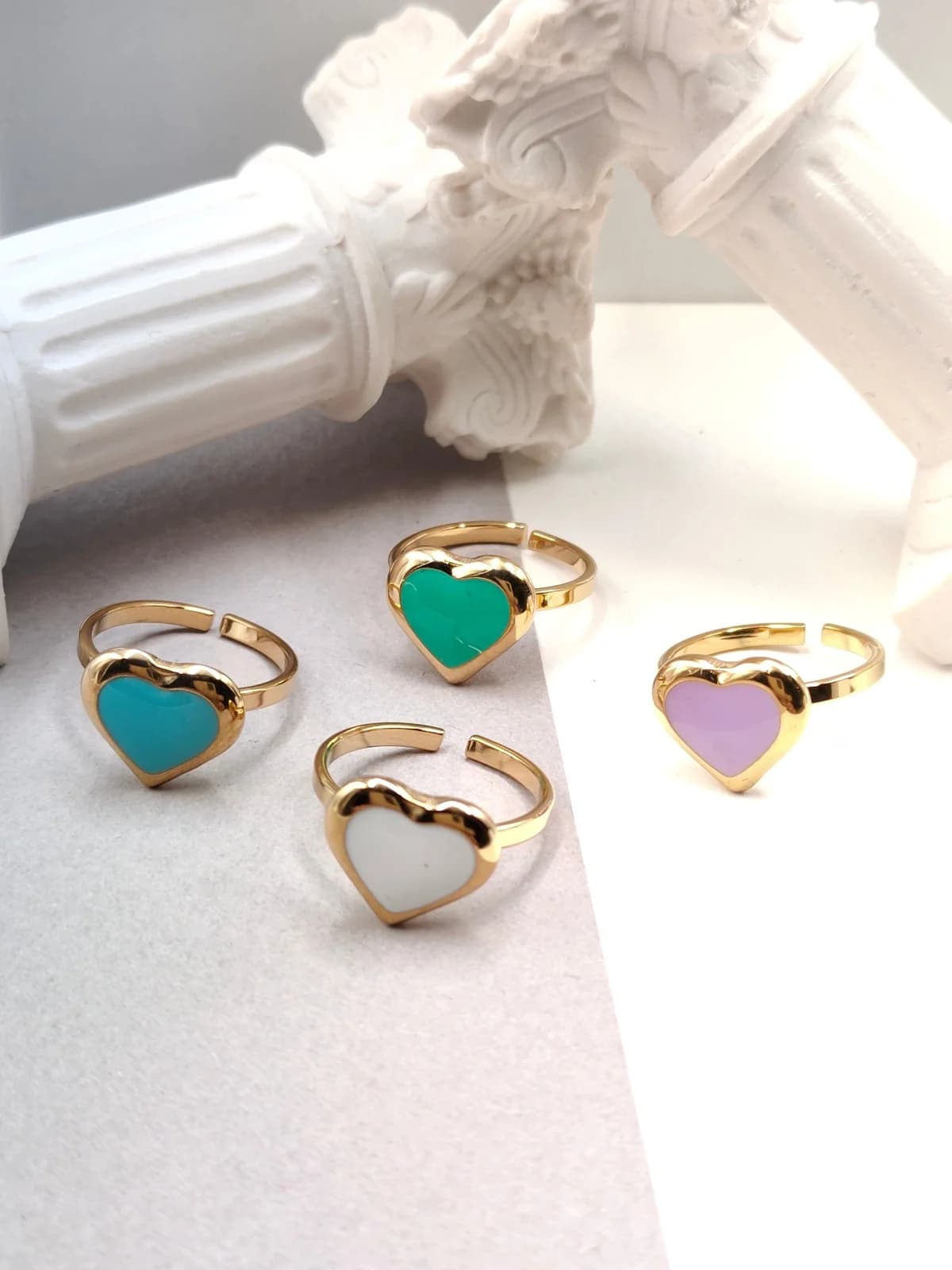 Stainless Steel Ring with Heart and Enamel by Magis Handmade Jewels