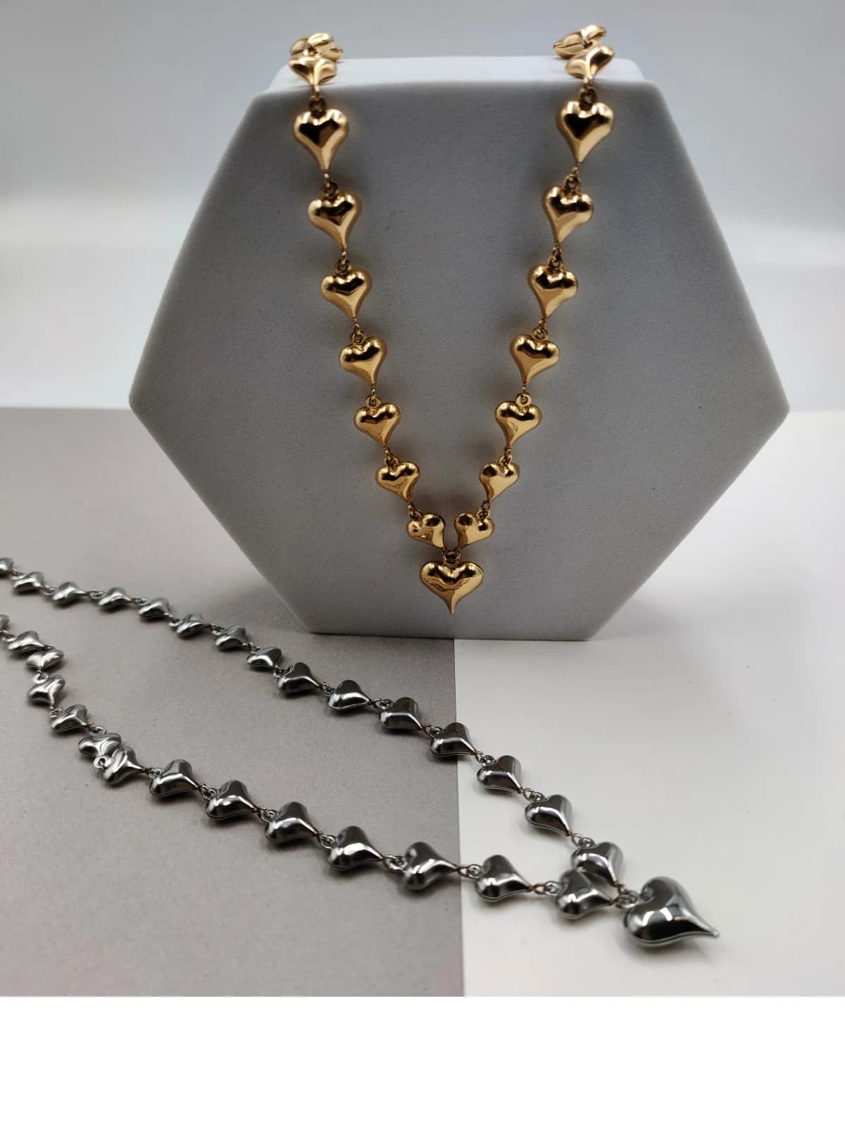 Stainless Steel Necklace with Hearts by Magis Handmade Jewels