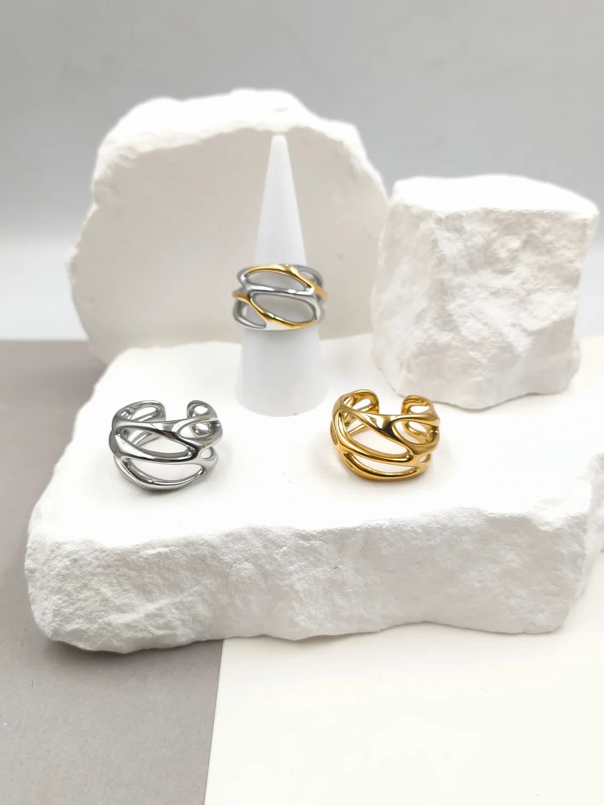 Stainless Steel Openwork Ring by Magis Handmade Jewels