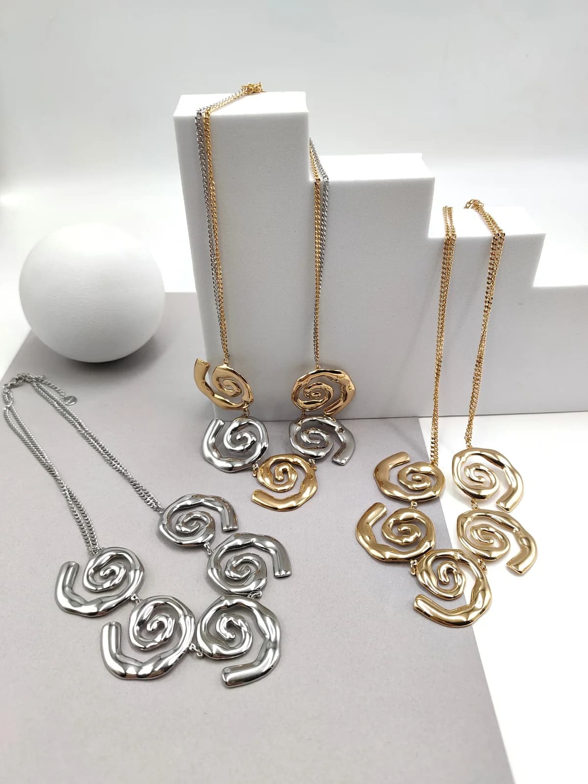 Stainless Steel Necklace with Spirals by Magis Handmade Jewels