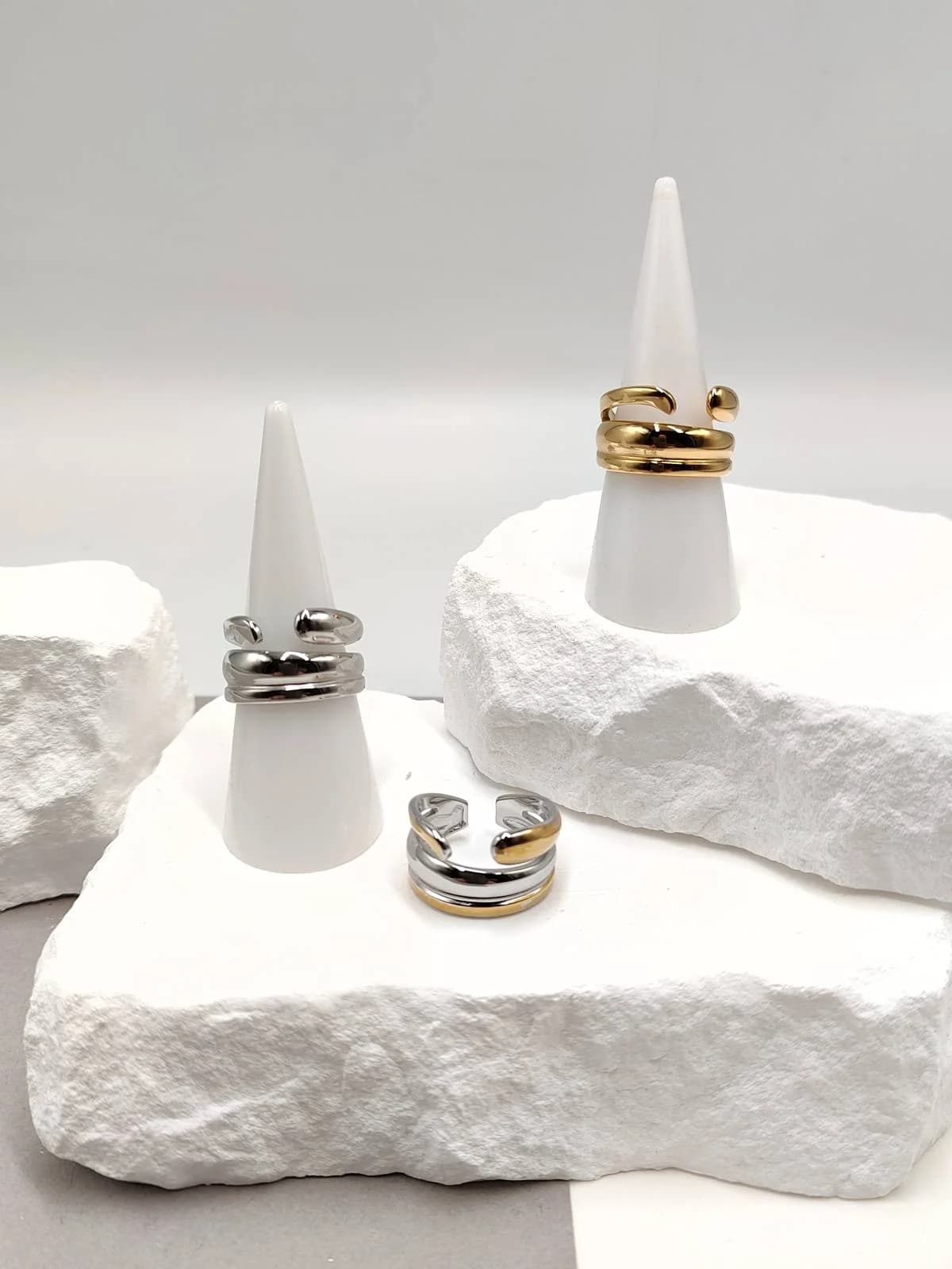 Stainless Steel Triple Ring with Opening by Magis Handmade Jewels