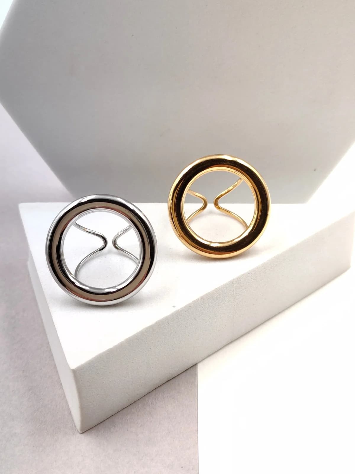 Stainless Steel Ring with Large Circle by Magis Handmade Jewels
