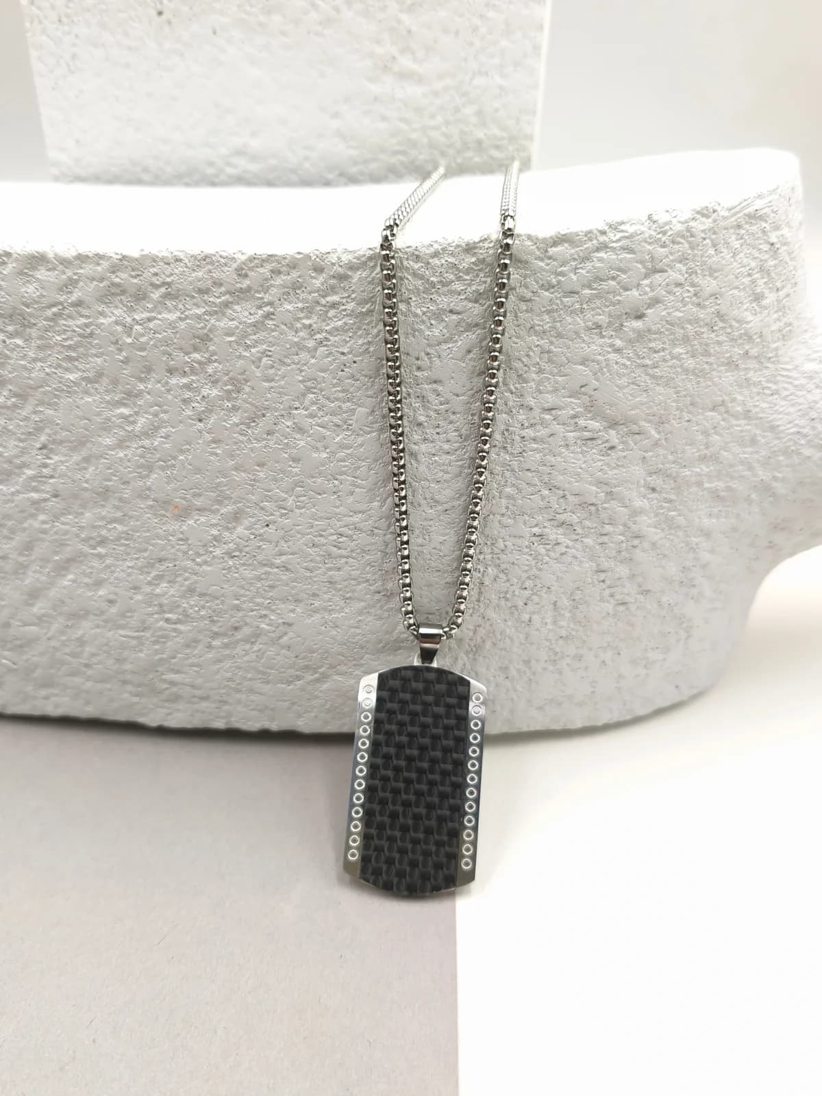 Stainless Steel Necklace with Two-Tone Rectangle by Magis Handmade Jewels
