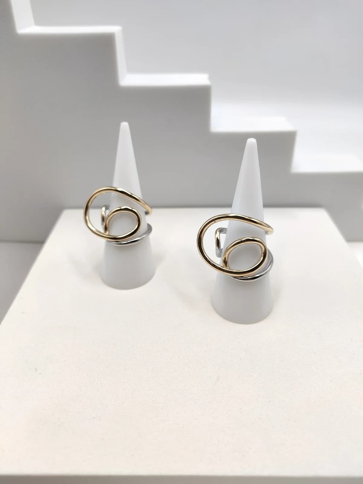 Stainless Steel Two-Tone Ring with Irregular Shape by Magis Handmade Jewels
