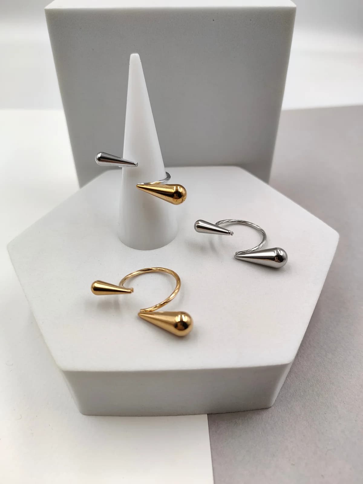 Stainless Steel Ring with Opening and Drops by Magis Handmade Jewels